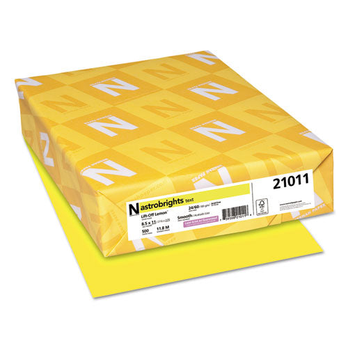 Color Paper, 24 lb Bond Weight, 8.5 x 11, Lift-Off Lemon, 500/Ream-(WAU21011)