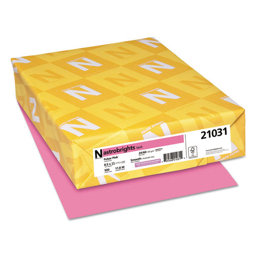 Color Paper, 24 lb Bond Weight, 8.5 x 11, Pulsar Pink, 500/Ream-(WAU21031)