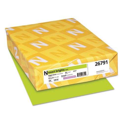 Exact Brights Paper, 20 lb Bond Weight, 8.5 x 11, Bright Green, 500/Ream-(WAU26791)