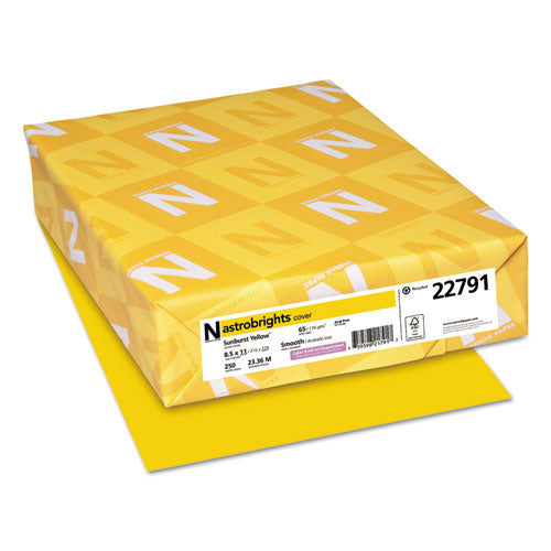 Color Cardstock, 65 lb Cover Weight, 8.5 x 11, Sunburst Yellow, 250/Pack-(WAU22791)