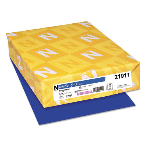 Color Cardstock, 65 lb Cover Weight, 8.5 x 11, Blast-Off Blue, 250/Pack-(WAU21911)