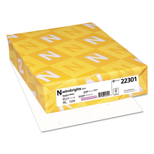 Color Paper, 24 lb Bond Weight, 8.5 x 11, Stardust White, 500 Sheets/Ream-(WAU22301)