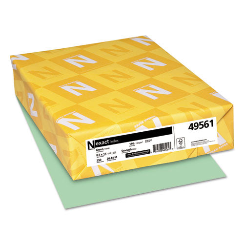 Exact Index Card Stock, 110 lb Index Weight, 8.5 x 11, Green, 250/Pack-(WAU49561)