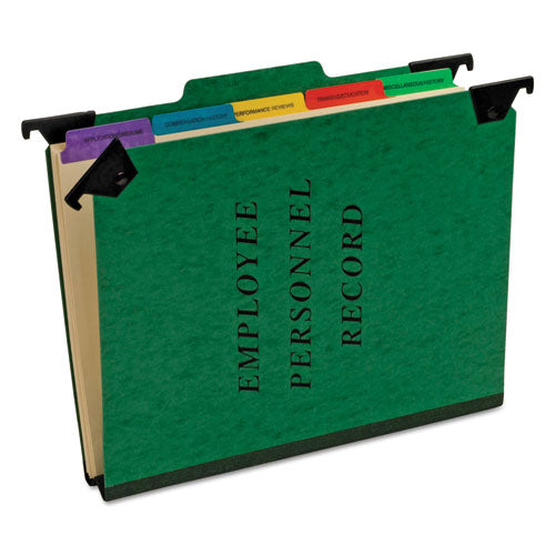 Hanging-Style Personnel Folders, 5 Dividers with 1/5-Cut Tabs, Letter Size, 1/3-Cut Exterior Tabs, Green-(PFXSER2GR)