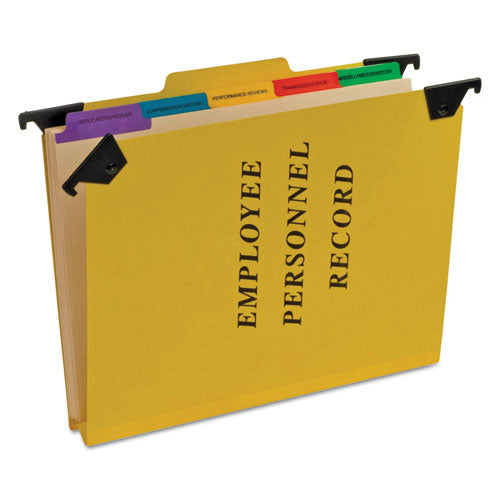 Hanging-Style Personnel Folders, 5 Dividers with 1/5-Cut Tabs, Letter Size, 1/3-Cut Exterior Tabs, Yellow-(PFXSER2YEL)