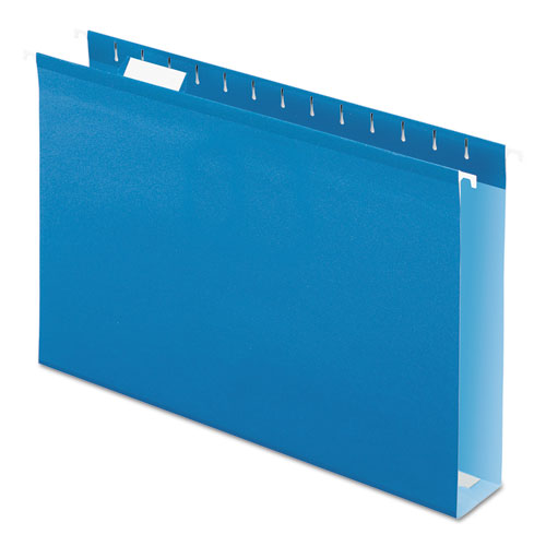 Extra Capacity Reinforced Hanging File Folders with Box Bottom, 2" Capacity, Legal Size, 1/5-Cut Tabs, Blue, 25/Box-(PFX4153X2BLU)