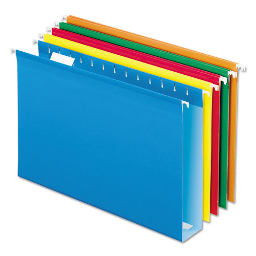 Extra Capacity Reinforced Hanging File Folders with Box Bottom, 2" Capacity, Legal Size, 1/5-Cut Tabs, Assorted Colors,25/BX-(PFX4153X2ASST)