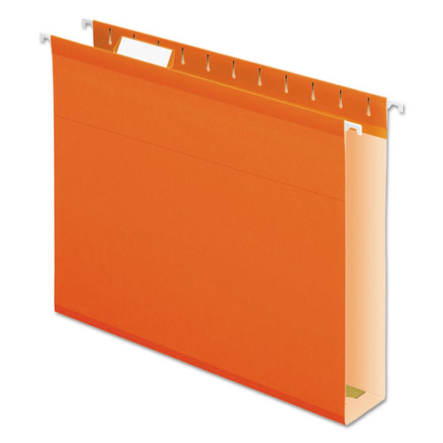 Extra Capacity Reinforced Hanging File Folders with Box Bottom, 2" Capacity, Letter Size, 1/5-Cut Tabs, Orange, 25/Box-(PFX4152X2ORA)