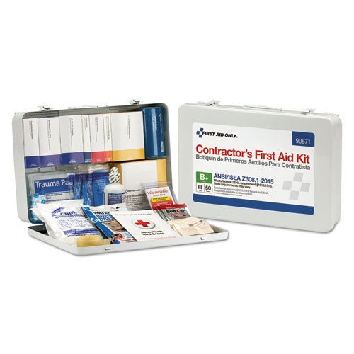 Contractor ANSI Class B First Aid Kit for 50 People, 254 Pieces, Metal Case-(FAO90671)