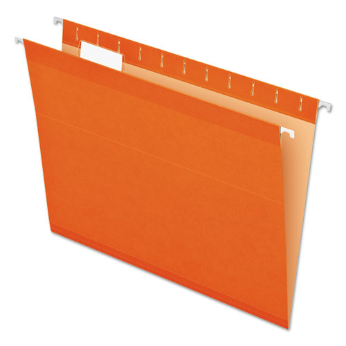 Colored Reinforced Hanging Folders, Letter Size, 1/5-Cut Tabs, Orange, 25/Box-(PFX415215ORA)