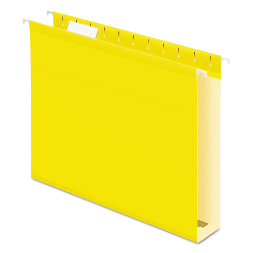 Extra Capacity Reinforced Hanging File Folders with Box Bottom, 2" Capacity, Letter Size, 1/5-Cut Tabs, Yellow, 25/Box-(PFX4152X2YEL)