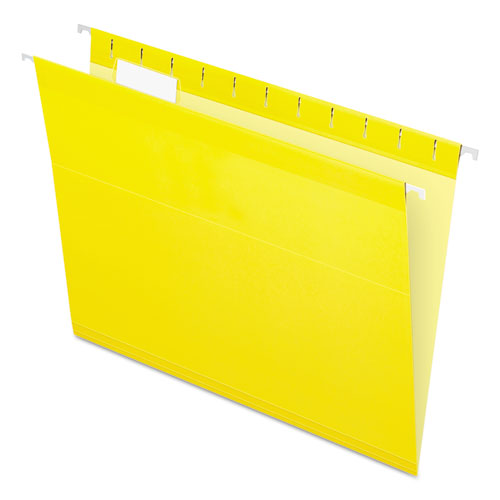 Colored Reinforced Hanging Folders, Letter Size, 1/5-Cut Tabs, Yellow, 25/Box-(PFX415215YEL)