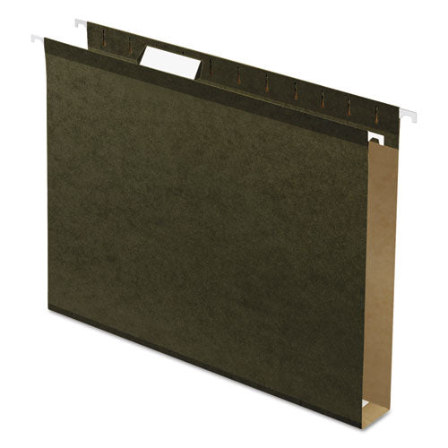 Extra Capacity Reinforced Hanging File Folders with Box Bottom, 1" Capacity, Letter Size, 1/5-Cut Tabs, Green, 25/Box-(PFX4152X1)