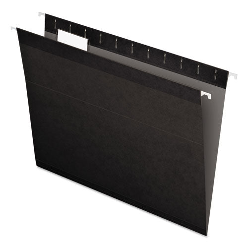 Colored Reinforced Hanging Folders, Letter Size, 1/5-Cut Tabs, Black, 25/Box-(PFX415215BLA)