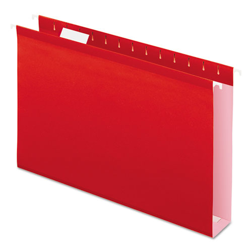 Extra Capacity Reinforced Hanging File Folders with Box Bottom, 2" Capacity, Legal Size, 1/5-Cut Tabs, Red, 25/Box-(PFX4153X2RED)