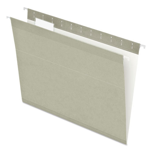 Colored Reinforced Hanging Folders, Letter Size, 1/5-Cut Tabs, Gray, 25/Box-(PFX415215GRA)