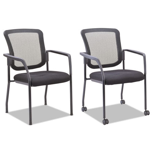 Alera Mesh Guest Stacking Chair, 26" x 25.6" x 36.2", Black Seat, Black Back, Black Base-(ALEEL4314)