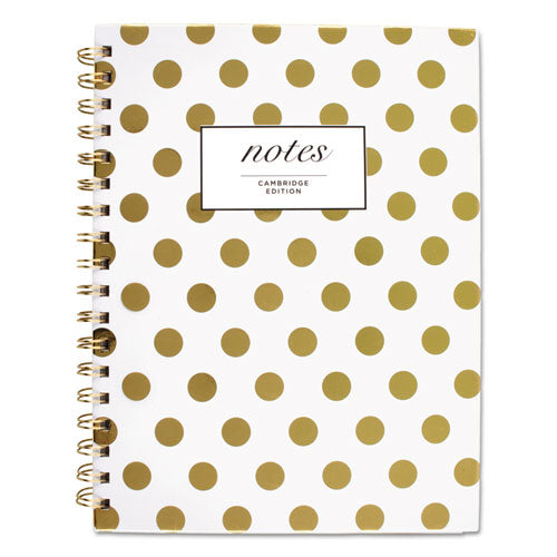 Gold Dots Hardcover Notebook, 1-Subject, Wide/Legal Rule, White/Gold Cover, (80) 9.5 x 7 Sheets-(MEA59016)