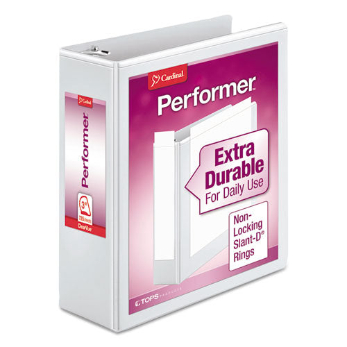 Performer ClearVue Slant-D Ring Binder, 3 Rings, 3" Capacity, 11 x 8.5, White-(CRD17600)