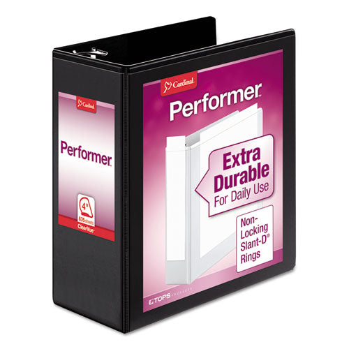 Performer ClearVue Slant-D Ring Binder, 3 Rings, 4" Capacity, 11 x 8.5, Black-(CRD17811)