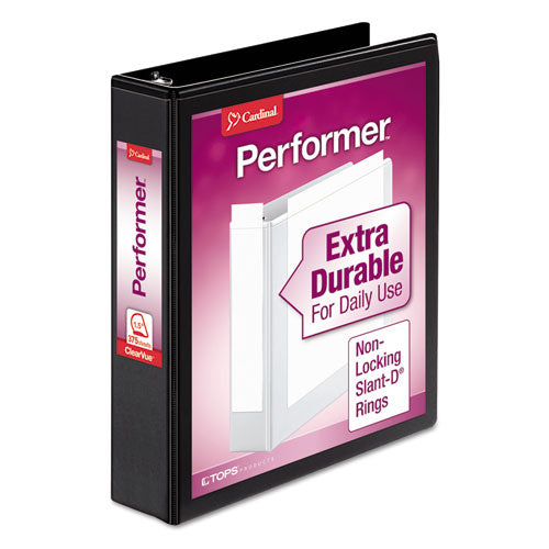 Performer ClearVue Slant-D Ring Binder, 3 Rings, 1.5" Capacity, 11 x 8.5, Black-(CRD17401)