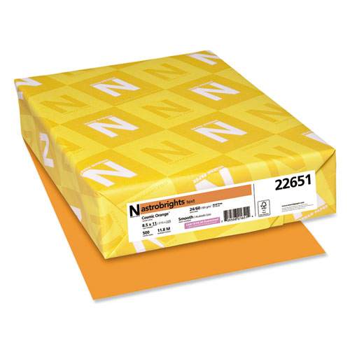 Color Paper, 24 lb Bond Weight, 8.5 x 11, Cosmic Orange, 500/Ream-(WAU22651)