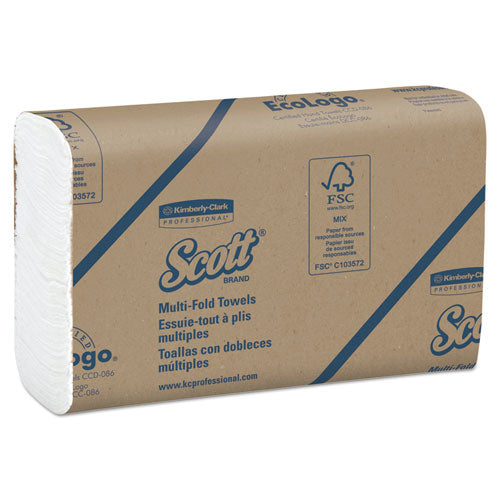 Essential Multi-Fold Towels, 1-Ply, 8 x 9.4, White, 250/Pack, 16 Packs/Carton-(KCC37490)