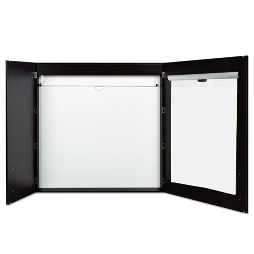 Conference Cabinet, Porcelain Magnetic Dry Erase Board, 48 x 48, White Surface, Ebony Wood Frame-(BVCCAB01010143)