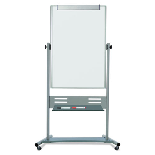 Revolver Easel, 35.4 x 47.2, 80" Tall Easel, Vertical Orientation, White Surface, Silver Aluminum Frame-(BVCQR5203)