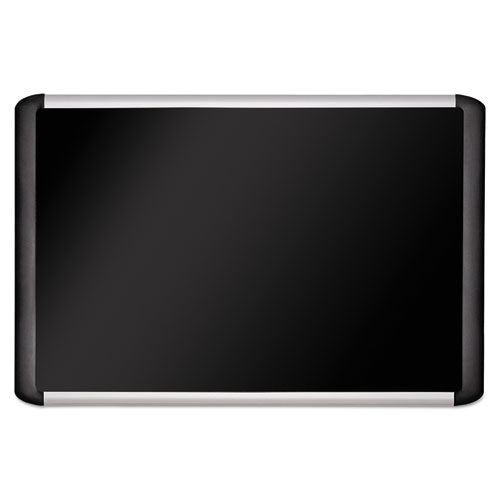 Soft-touch Bulletin Board, 48 x 36, Black Fabric Surface, Aluminum/Black Aluminum Frame-(BVCMVI050301)