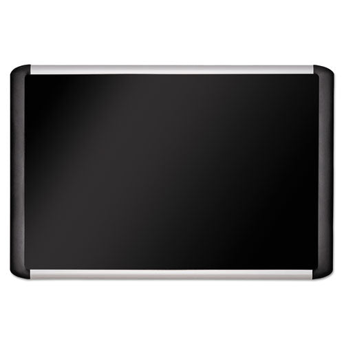 Soft-touch Bulletin Board, 36 x 24, Black Fabric Surface, Aluminum/Black Aluminum Frame-(BVCMVI030301)