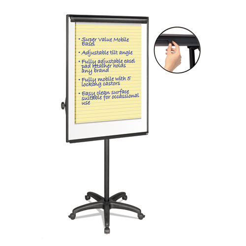 Silver Easy Clean Dry Erase Mobile Presentation Easel, 44" to 75.25" High-(BVCEA4800055)