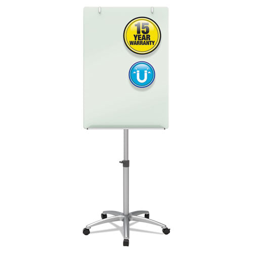 Infinity Glass Mobile Presentation Easel, 3 ft x 2 ft, Silver/White-(QRTECM32G)