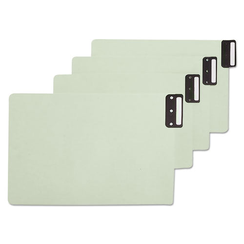 100% Recycled End Tab Pressboard Guides with Metal Tabs, 1/3-Cut End Tab, Blank, 8.5 x 14, Green, 50/Box-(SMD63235)