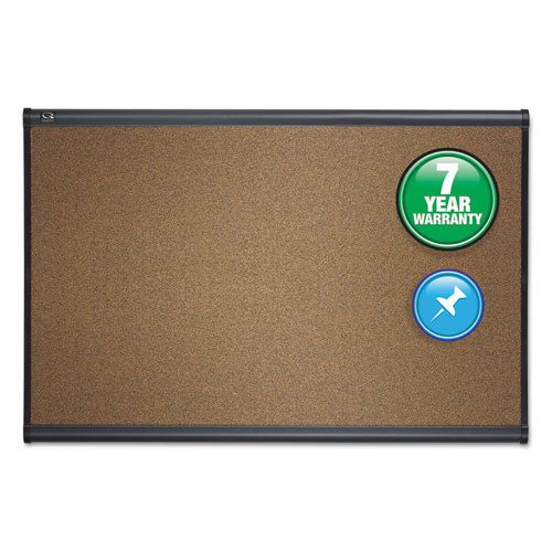 Prestige Colored Cork Bulletin Board, 36 x 24, Brown Surface, Graphite Gray Fiberboard/Plastic Frame-(QRTB243G)