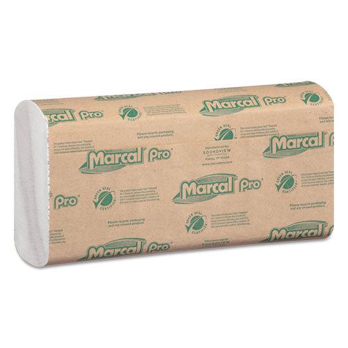 100% Recycled Folded Paper Towels, C-Fold, 1-Ply, 12.88 x 10.13, White, 150/Pack, 16 Packs/Carton-(MRCP100B)