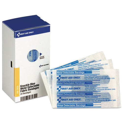 SmartCompliance Blue Metal Detectable Bandages, Knuckle, 1 x 3, 20/Box-(FAOFAE3030)