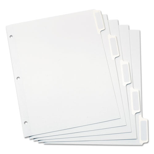 Custom Label Tab Dividers with Self-Adhesive Tab Labels, 5-Tab, 11 x 8.5, White, 25 Sets-(OXF11314)