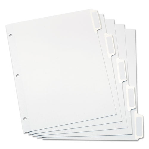 Custom Label Tab Dividers with Self-Adhesive Tab Labels, 5-Tab, 11 x 8.5, White, 5 Sets-(OXF11313)