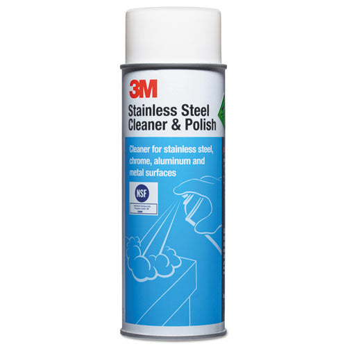 Stainless Steel Cleaner and Polish, Lime Scent, Foam, 21 oz Aerosol Spray, 12/Carton-(MMM14002)