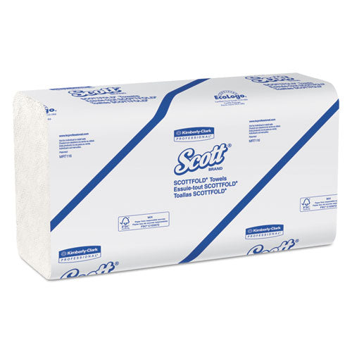 Pro Scottfold Towels, 1-Ply, 9.4 x 12.4, White, 175 Towels/Pack, 25 Packs/Carton-(KCC01980)