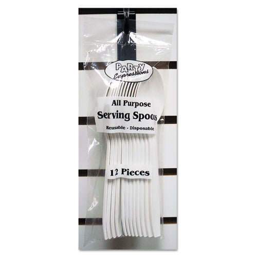 Serving Spoons, White, 9", 12/Pack-(TBLW9S12PK)