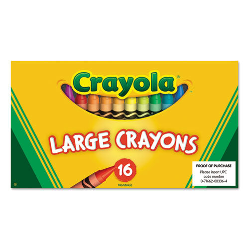 Large Crayons, Lift Lid Box, 16 Colors/Box-(CYO520336)