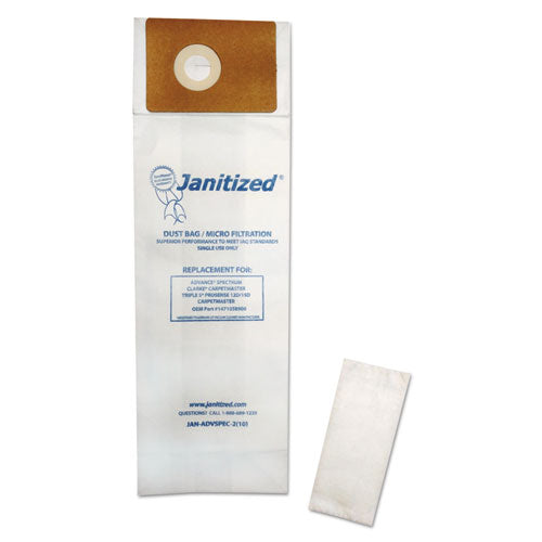 Vacuum Filter Bags Designed to Fit Advance Spectrum CarpetMaster, 100/Carton-(APCJANADVSPEC21)