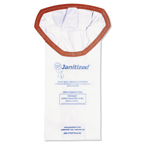 Vacuum Filter Bags Designed to Fit ProTeam Super Coach Pro 10, 100/Carton-(APCJANPTSCP102)