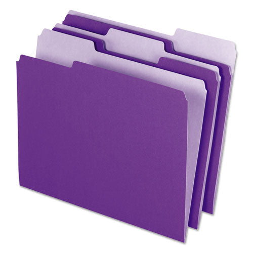 Interior File Folders, 1/3-Cut Tabs: Assorted, Letter Size, Violet, 100/Box-(PFX421013VIO)