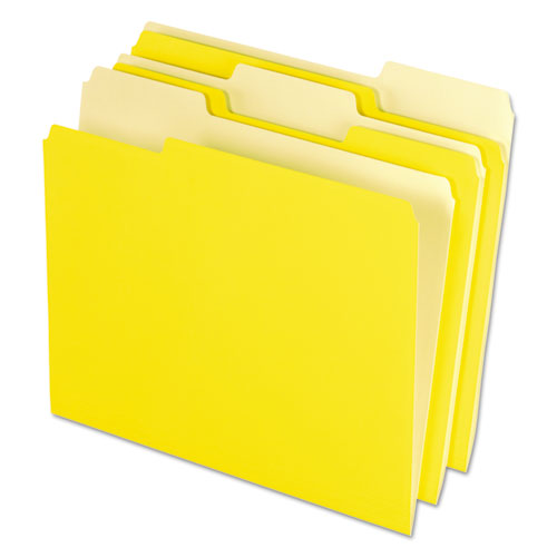 Interior File Folders, 1/3-Cut Tabs: Assorted, Letter Size, Yellow, 100/Box-(PFX421013YEL)