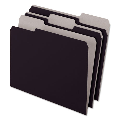 Interior File Folders, 1/3-Cut Tabs: Assorted, Letter Size, Black/Gray, 100/Box-(PFX421013BLA)