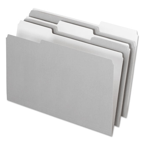 Interior File Folders, 1/3-Cut Tabs: Assorted, Legal Size, Gray, 100/Box-(PFX435013GRA)