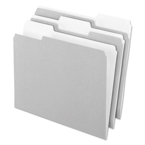 Interior File Folders, 1/3-Cut Tabs: Assorted, Letter Size, Gray, 100/Box-(PFX421013GRA)